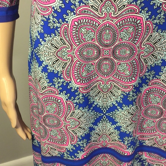 WISP PETITES 3/4-SLV STRETCHY PAISLEY SHIFT DRESS - Picture 3 of 10